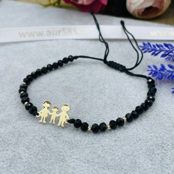 Bratara cu cristale si familia cu 1 copil din aur 14k