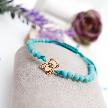 Bratara cu cristale si ursulet din aur 14k