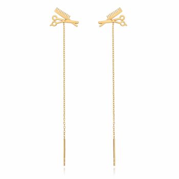 Cercei hairstylist foarfeca si pieptene din aur 14k