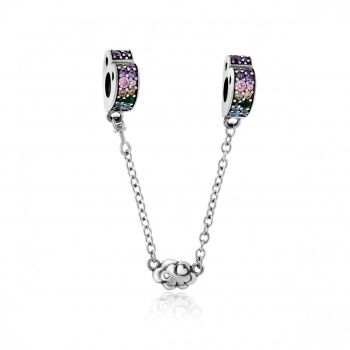Lant de siguranta din Argint 925 Multicolor Heart 7.06gr
