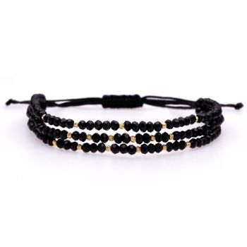 Set 3 bratari in 1 cu cristale si 18 bilute din aur 14k