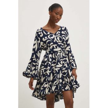 Answear Lab rochie și eșarfă culoarea albastru marin, mini, evazati