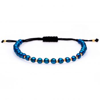 Brățara cu Hematite Electroplacate si 10 bilute din aur 14K