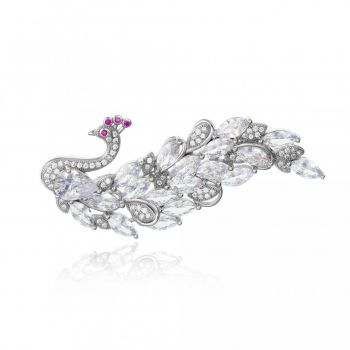 Brosa din argint 925 cu cristale Crystal Peacock