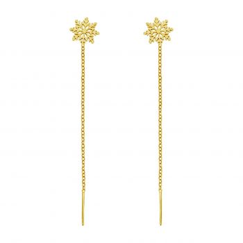 Cercei Winter Edition din Aur 14K cu lantisor si Fulg de Nea