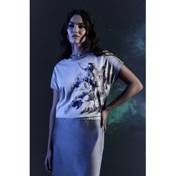 Medicine tricou din bumbac femei, culoarea gri