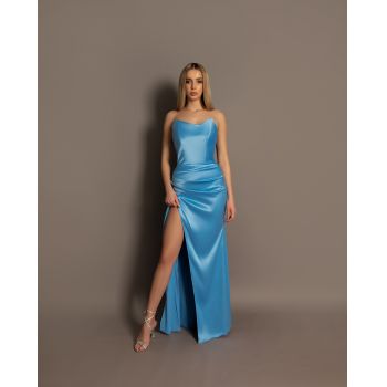 Rochie lunga Angie tafta elastica fermoar ascuns bust