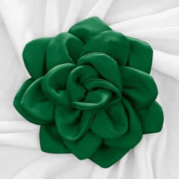Brosa floare verde satinata cu diametru de 25 cm, cu clips pentru par