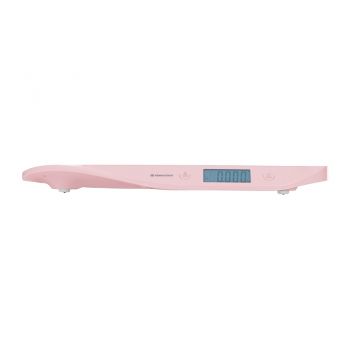 Cantar digital pentru bebelusi KikkaBoo Lyra Pink,design compact cu afisaj LCD cu lumina alba, functie Hold,functie tara,oprire automata dupa 2 minute,precizie de la 50g pana la 20kg,Suprafata concava ergonomica+centimetru