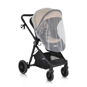 Carucior transformabil 2in1 Moni Rio Khaki pana la 22 kg,Cadru din aluminiu,Spatar reglabil,Scaun reversibil,Roti din spuma EVA pivotante cu amortizor si rulment,Baldachin,cu Husa picioare,Geanta,Plasa insecte,Suport pahar
