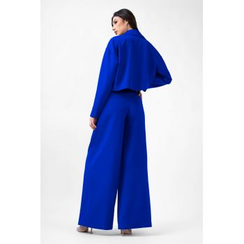 Electric Blue Suit With Cropped Blazer And Trousers With Pockets