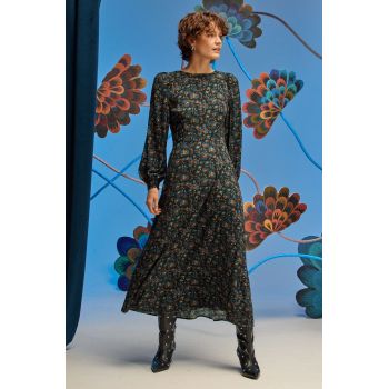 Medicine rochie culoarea negru, maxi, evazati