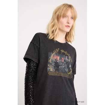 Medicine tricou din bumbac femei, culoarea gri