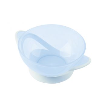 Set castronel cu ventuza capac si lingurita KikkaBoo Feedy Blue