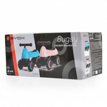 Vehicul Ride On fara pedale de la 18luni,cu roti EVA,sistem de siguranta cu viraj limitat,manere ergonomice si design modern Byox Mini Balance Bugsy Roz