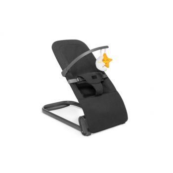 Balansoar pentru copii, Kidnort, ergonomic, cu centura de siguranta, Bara de protectie detasabila, pliabil si usor de transportat, Vinbar Black