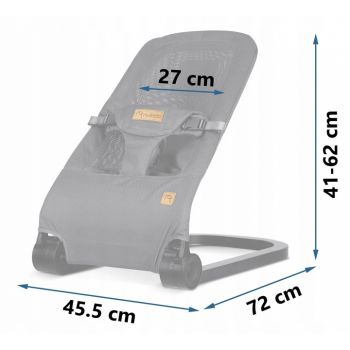 Balansoar 2in1 pentru bebelusi Nukido Baby Bouncer Gri, de la nastere si pana la 9kg, Pliabil, Centura de siguranta, Spatar reglabil, Husa detasabila si jucarii