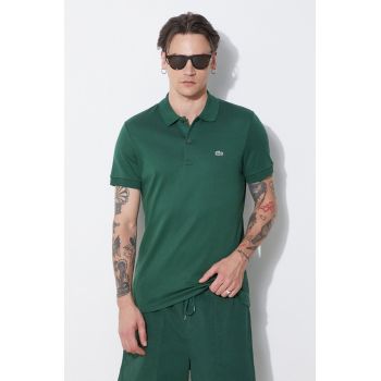 Lacoste polo de bumbac culoarea verde, neted, DH2050 de firma original