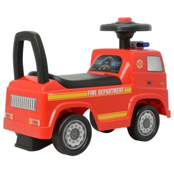 Masinuta pentru copii fara pedale Mercedes Fire Departament, spatiu de depozitare, volan cu sunete, lumini, protectie antirasturnare
