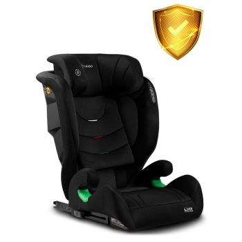 Scaun auto copii cu isofix,spatar reglabil si detasabil,tetiera reglabila in 12 pozitii,indicatori instalare centura,Protectie la impact lateral,certificare ECE R129 Nukido I-SIZE 100-150 cm Louis Soft Negru