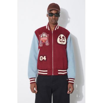ICECREAM geaca bomber Diner Team Varsity barbati, culoarea bordo, de tranzitie, IC24106