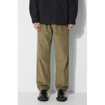 Maharishi pantaloni de catifea cord Loose Chino culoarea verde, cu fit chinos, 4568.OLIVE de firma originali