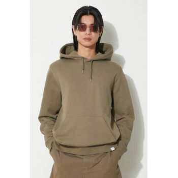 Norse Projects hanorac de bumbac Vagn Slim Organic barbati, culoarea verde, cu glugă, neted, N20.1276.8076 de firma original