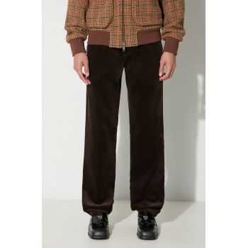 Norse Projects pantaloni de catifea cord Aros culoarea maro, drept