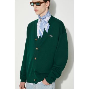Drôle de Monsieur pulover de lână Le Cardigan Drôle bărbați, culoarea verde, PERM-CA123-WO007-DGN de firma original