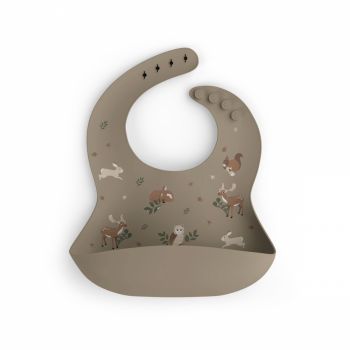 Baveta ajustabila din silicon cu buzunar Animals Garden