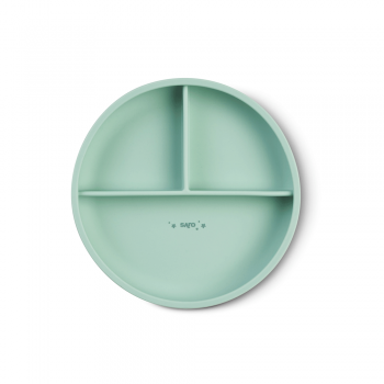 Farfurie divizata din silicon cu ventuza Saro Nature Food Fun mint