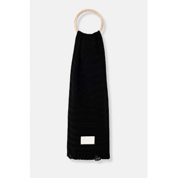 MM6 Maison Margiela esarfa de lana culoarea negru, cu imprimeu, S52TE0054.M13040