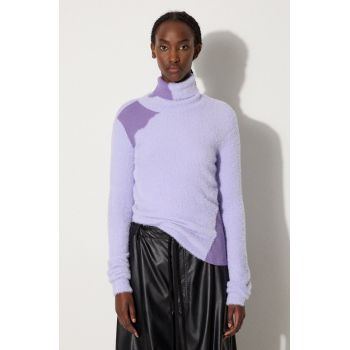 MM6 Maison Margiela pulover din amestec de lână femei, culoarea violet, cu guler, S62HA0088.M13073