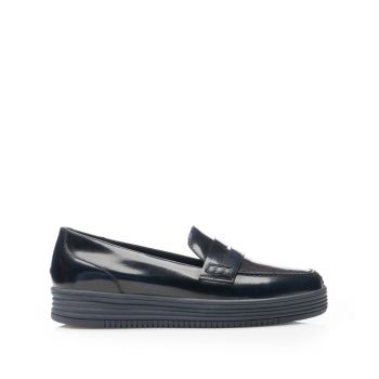 Pantofi casual damă din piele naturală, Leofex - Mostră Cora Negru Blue Degrade Box ieftini la reducere