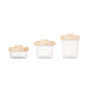 Set 3 caserole cu capac pentru pastrarea alimentelor crem