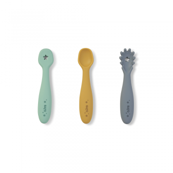 Set pre-lingurite din silicon pentru diversificare bebelusi blue mist