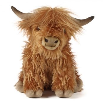 Vaca Scotiana mare cu sunet 32 cm  - Jucarie de plus Living Nature