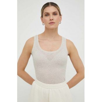 American Vintage rochie din bumbac culoarea bej, mini, mulata