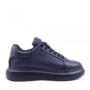 Sneakers bărbați Enzo Bertini bleumarin din piele naturală  cu logo embosat 3869bp553bl