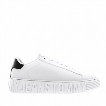 Sneakers bărbați Tommy Hilfiger Jeans albi din piele 3417BP1159A