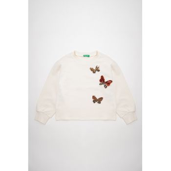 Bluza sport din bumbac cu inimi din paiete