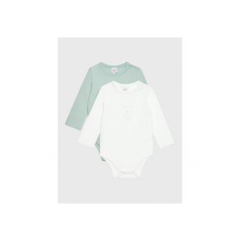Set 2 body-uri copii -  103431 - Verde/Alb - Bumbac