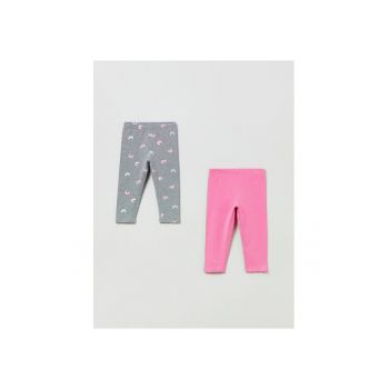 Set 2 perechi pantaloni copii -  35915 - Roz/Gri - Bumbac