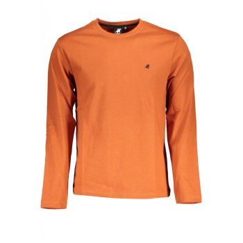 Tricou barbati cu maneca lunga si imprimeu cu logo portocaliu de firma original