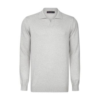 Pulover polo de bumbac cu model uni