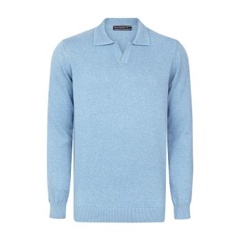 Pulover polo de bumbac cu model uni
