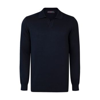 Pulover polo de bumbac cu model uni