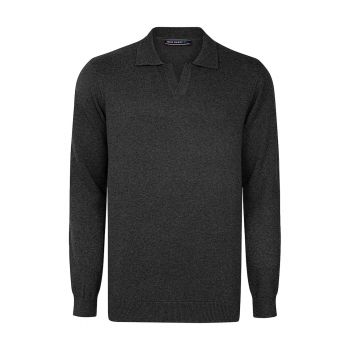 Pulover polo de bumbac cu model uni