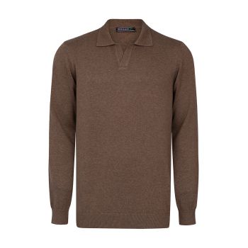 Pulover polo de bumbac cu model uni