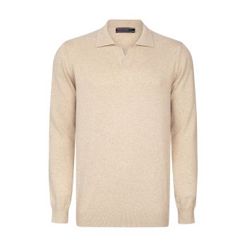 Pulover polo de bumbac cu model uni